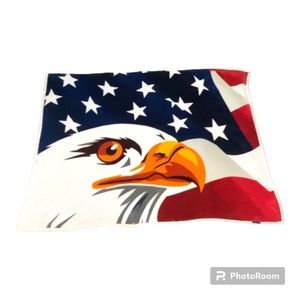 Tirrinia Eagle US Flag Patriotic Sherpa Throw American Blanket 100% Polyester